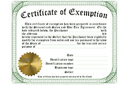 Tax Exemption certificate